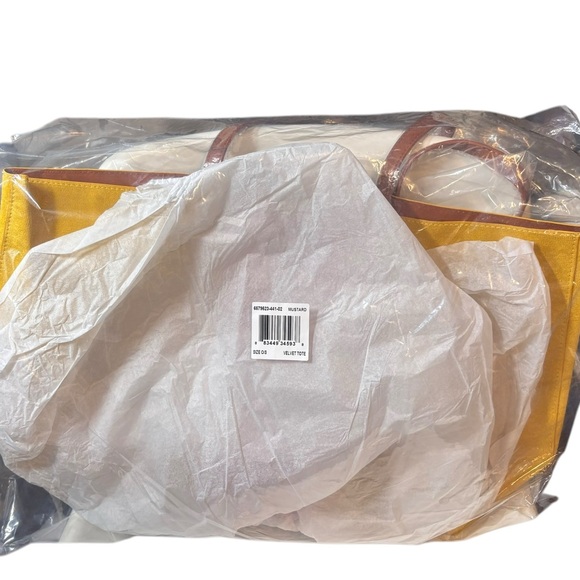 Neiman Marcus Velvet Tote In Mustard | NWOT - Picture 4 of 5